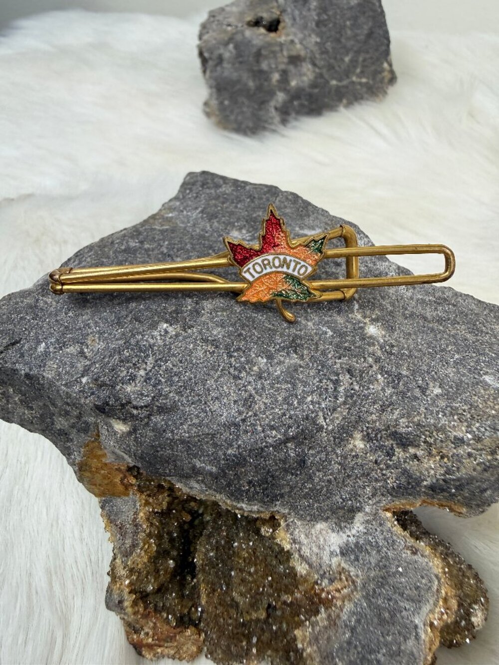 Vintage Toronto Maple Leaf Tie Bar Gold Tone .75" X 2.5"